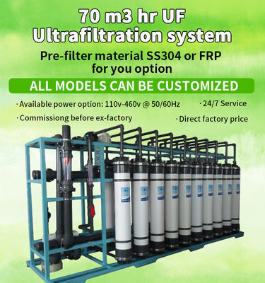 70TPH Ultrafiltrasyon Sistemleri Su Arıtma, 2KW ticari rO su tesisi