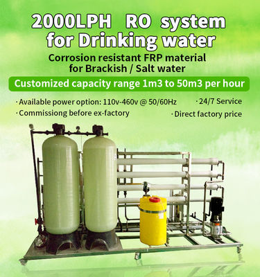 Endüstriyel Ters Ozmoz RO Tesisi 2500LPH Paslanmaz Çelik Malzeme 380V