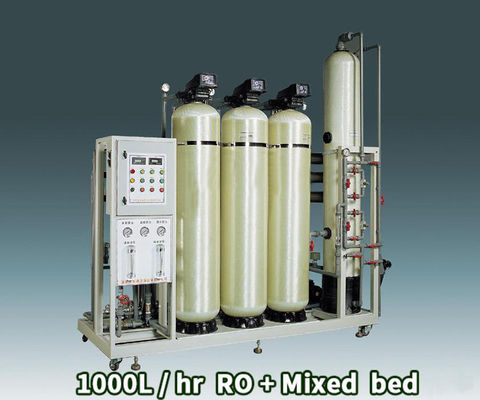 60HZ Deiyonize Su Sistemleri, Karışık Yataklı Deionizer Bipass RO 1000LPH